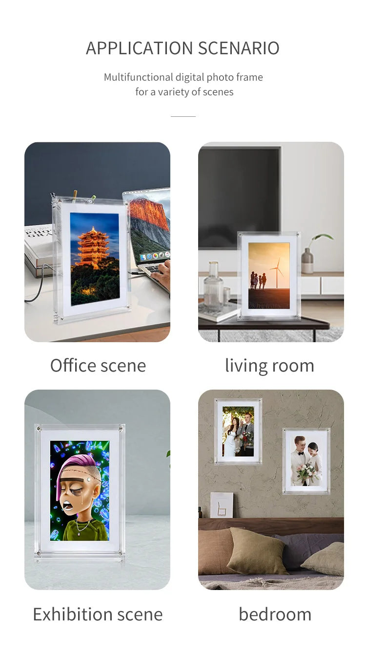 Acrylic Digital Photo Frame 5/7 Inch 1000mAh Vertical Display IPS Screen 4G Memory Battery Porta Retrato Digital