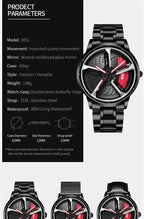 Sports 3D Spinning Mens Watches Car Rim Hub Wheel Watches Waterproof Quartz Car Wristwatch Watch Unique Design Relogio Masculino