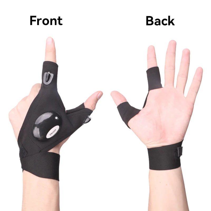 LED Flashlight Luminous Running Gloves Waterproof Cycling Camping Hiking Rescue Glove Lamp Lighting Gloves Fingerless Gloves