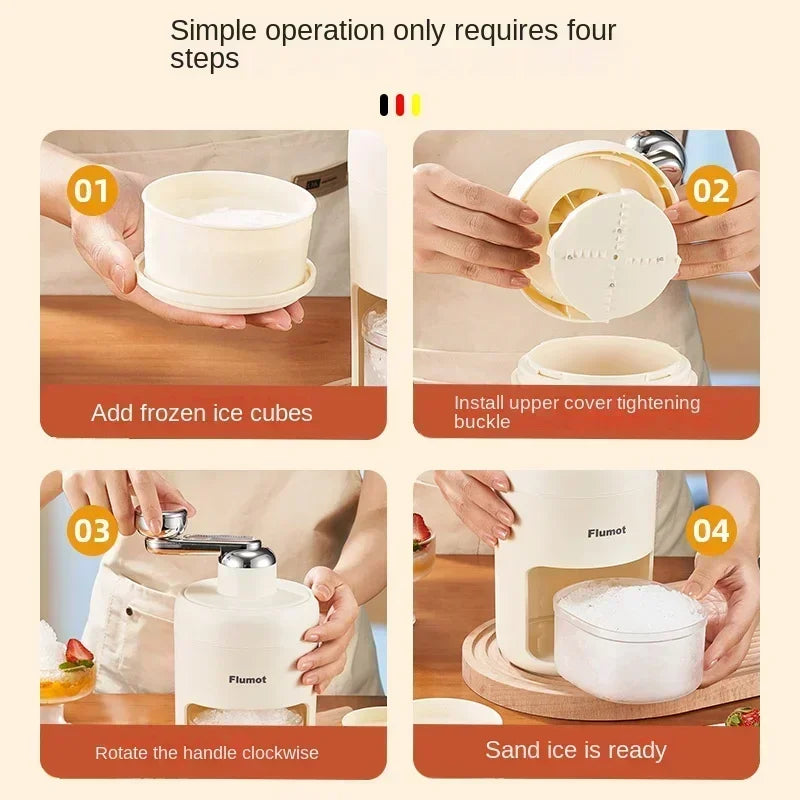 Portable Mini Hand-crank Ice Crusher Slush Machine for Home Use - Easy Ice Making A