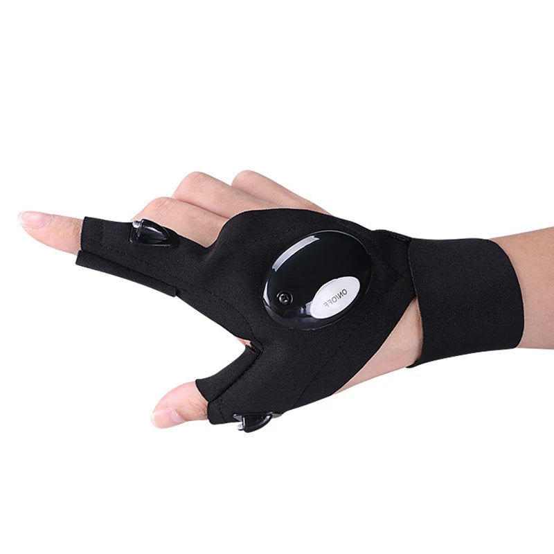 LED Flashlight Luminous Running Gloves Waterproof Cycling Camping Hiking Rescue Glove Lamp Lighting Gloves Fingerless Gloves