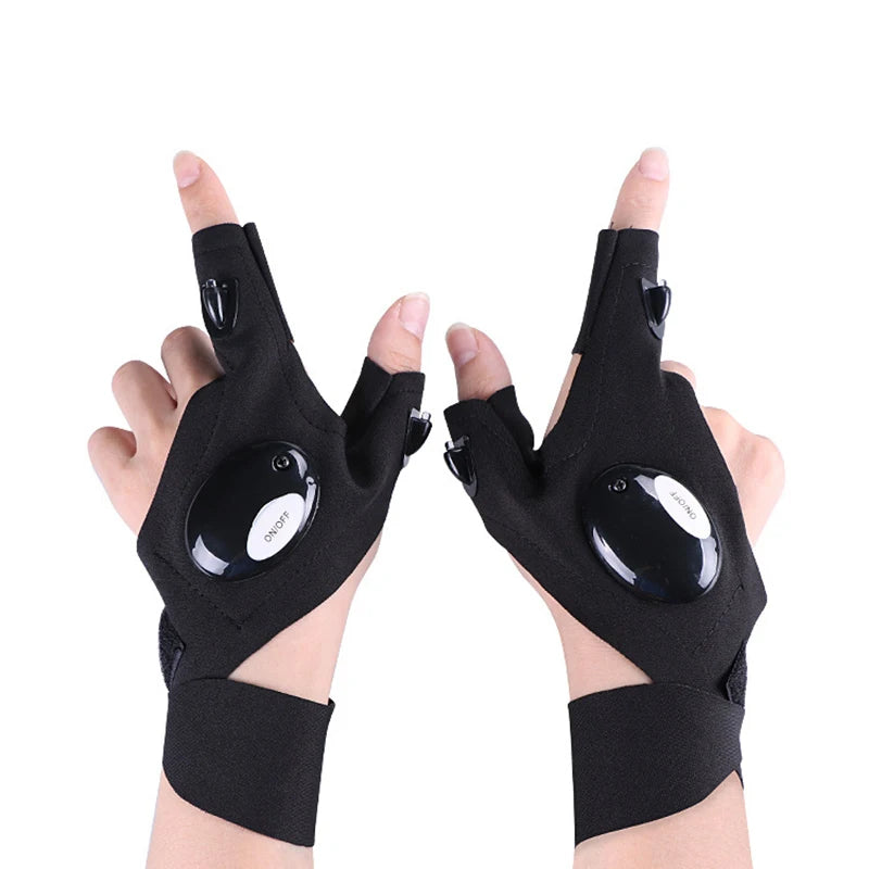 LED Flashlight Luminous Running Gloves Waterproof Cycling Camping Hiking Rescue Glove Lamp Lighting Gloves Fingerless Gloves