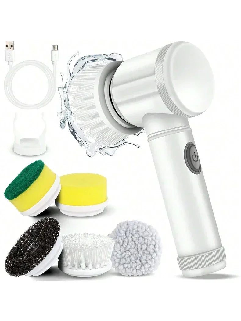 Electric Spin Scrubber, 5 in 1 Electric Cleaning Brush Bathroom Cleaning Brush with 5 Replaceable Heads, Handheld Cleaning Brush