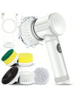 Electric Spin Scrubber, 5 in 1 Electric Cleaning Brush Bathroom Cleaning Brush with 5 Replaceable Heads, Handheld Cleaning Brush
