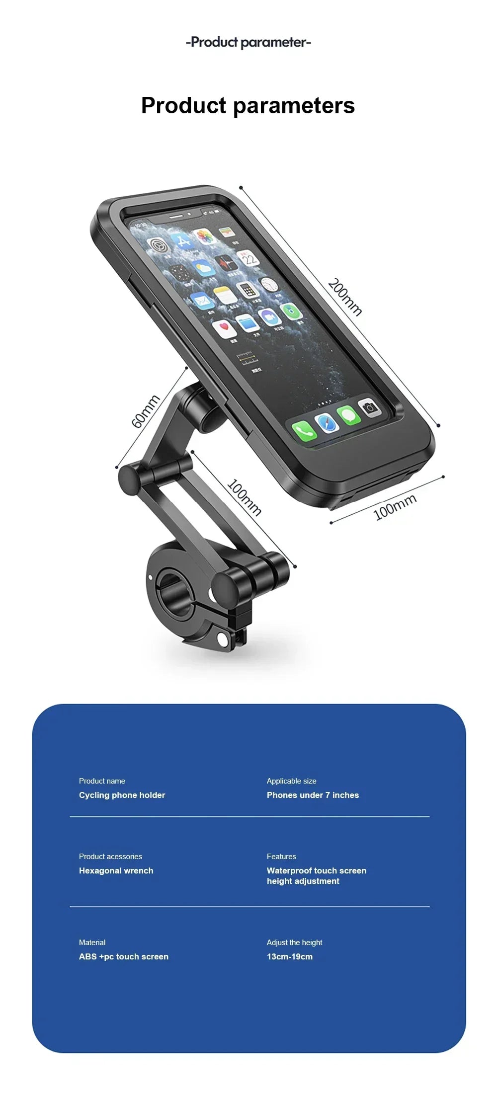 Waterproof Motorcycle Bike Mobile Phone Holder Magnetic Universal Bicycle GPS 360° Swivel Adjustable Motorcycle Cellphone Holde