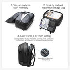 3Pcs Travel Vacuum Compression Backpack 17 inch Laptop Business Backpack Large Capacity Expanded Backpack With Anti-theft Lock