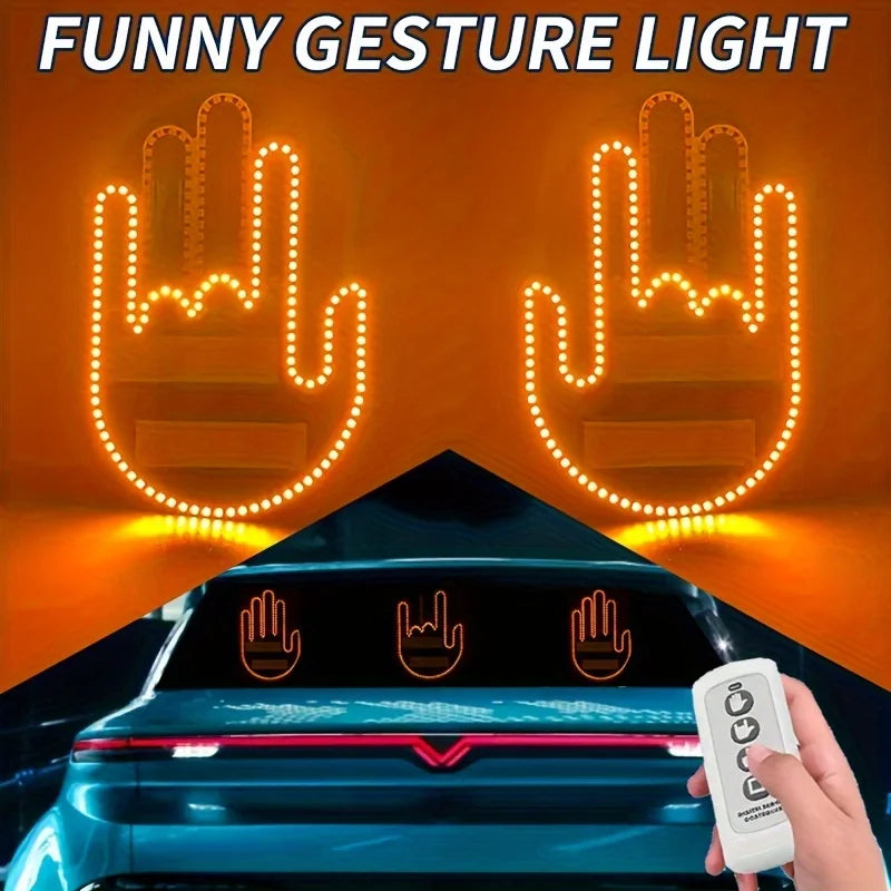 New LED Illuminated Gesture Light Car Finger Light With Gesture Light Hand Lamp Funny Hand Lamp Windshield Warning  LED Up Sign