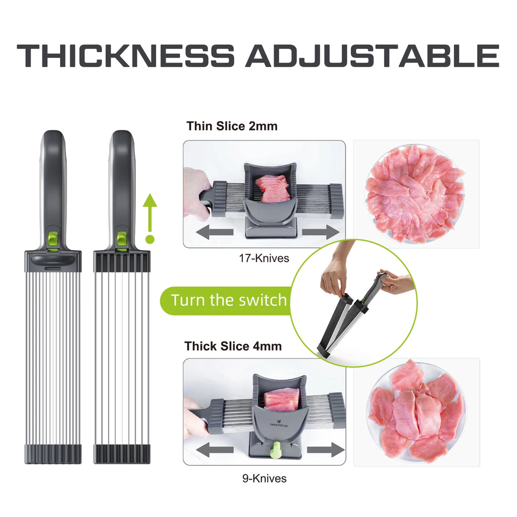 ONCE for All Meat Slicer and  Knife Set for Meat Slicing , Manual Fresh Meat Cutter, Slicer for Beef, Pork, Chicken Breast
