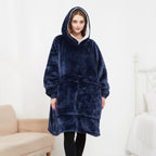 Oversized Wearable Blanket Hoodie with Sleeves Pocket Sherpa Fleece Blanket Sweatshirt Warm Thick Plush Heating Hooded Blankets