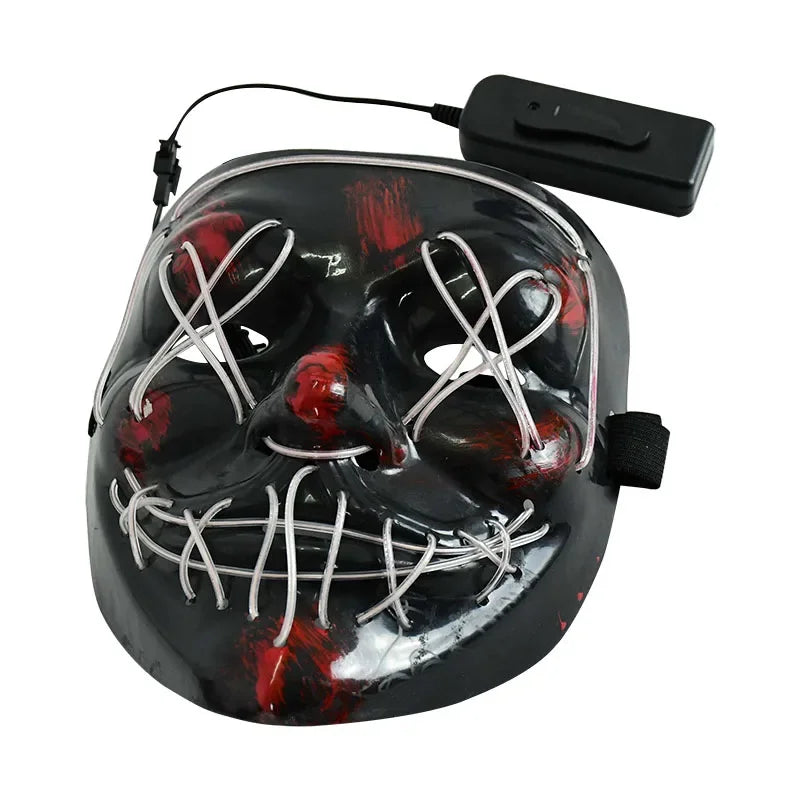 LED Halloween Mask Luminous Glow in The Dark Mascaras Halloween Party Costume Cosplay Masques Light Horror Props Neon Masquerade