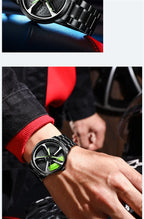 Sports 3D Spinning Mens Watches Car Rim Hub Wheel Watches Waterproof Quartz Car Wristwatch Watch Unique Design Relogio Masculino