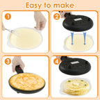 200V 600W Electric Crepe Maker Non-stick Pancake Cooking Machine Electric Baking Pan Kitchen Utensils with Egg Whisk Batter Bowl
