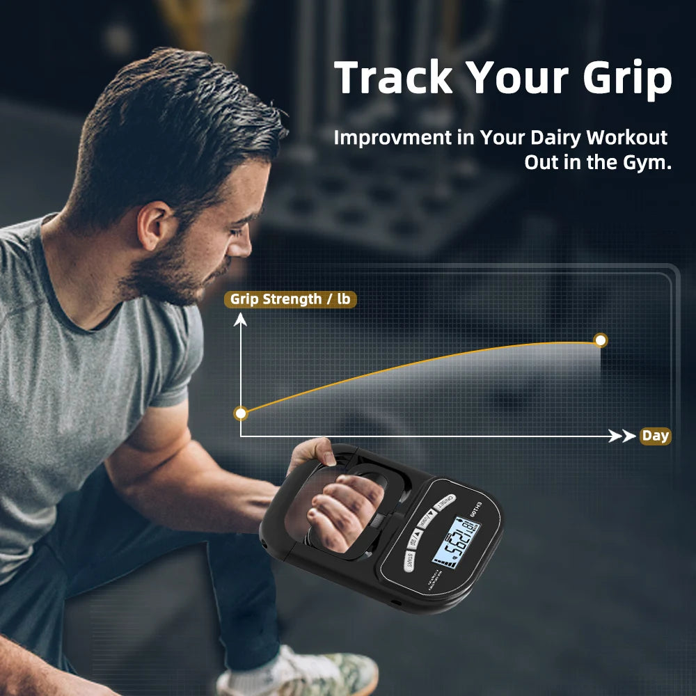 Grip Strength Tester 265Lbs/120Kg Digital Hand Dynamometer Grip Strength Meter USB LCD Screen Hand Grip Dynamometer