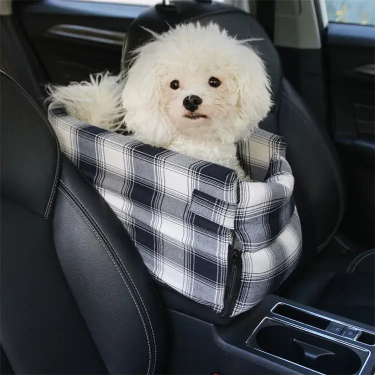 Pet Dog Armrest Booster Interactive Car Seat Safety Tethers Console Travel Carrier With Removable Bed