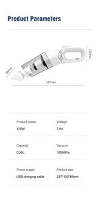 Handheld Home Vacuum Cleaner Rechargeable Portable Vacuum Cleaner Car Home Dual Purpose Wireless Dust Catcher Pet Hair 10000PA