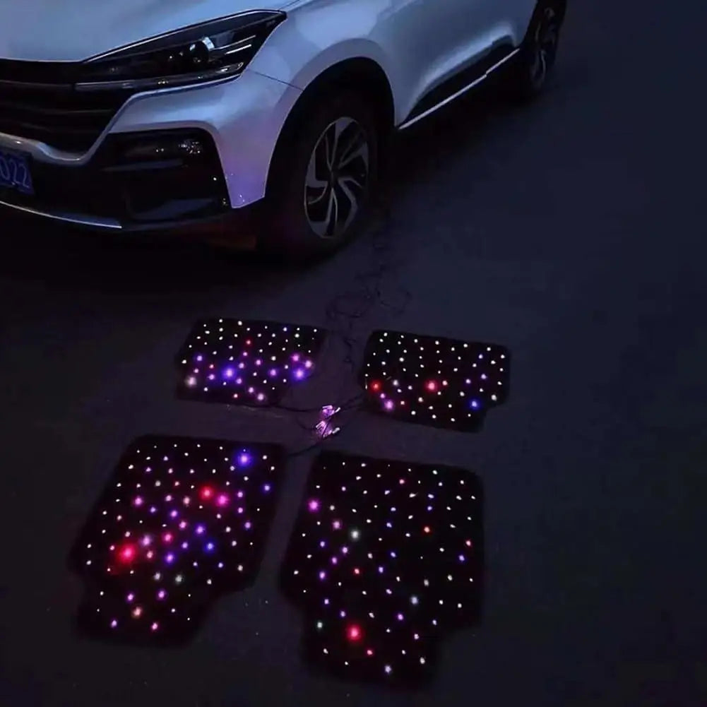 1Set Car Universally LED Light Up Car Floor Mats Starlight Fiber Optic Car Rugs Mat Light