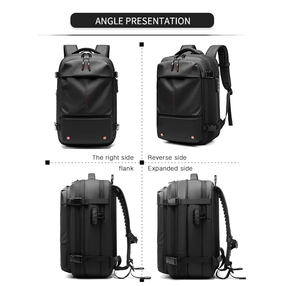 3Pcs Travel Vacuum Compression Backpack 17 inch Laptop Business Backpack Large Capacity Expanded Backpack With Anti-theft Lock