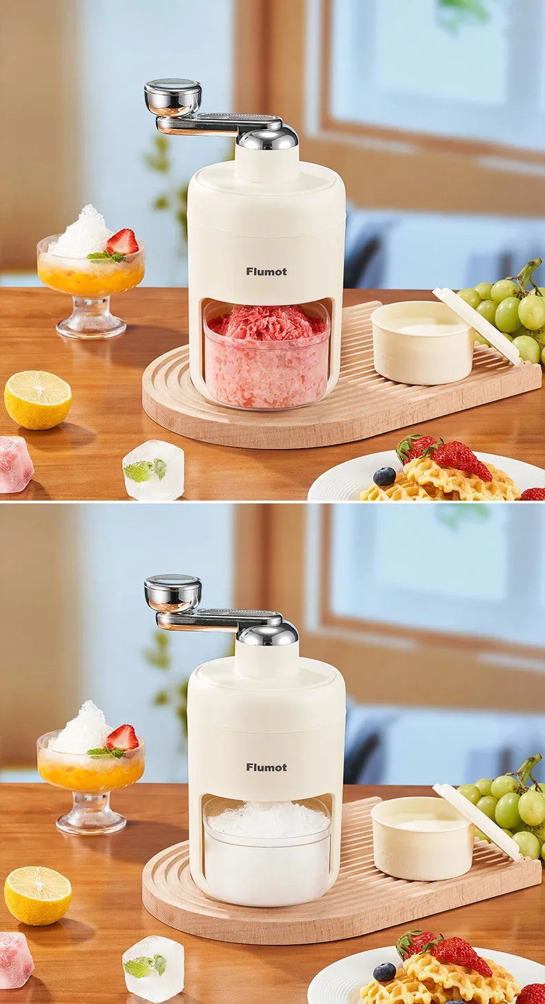 Portable Mini Hand-crank Ice Crusher Slush Machine for Home Use - Easy Ice Making A