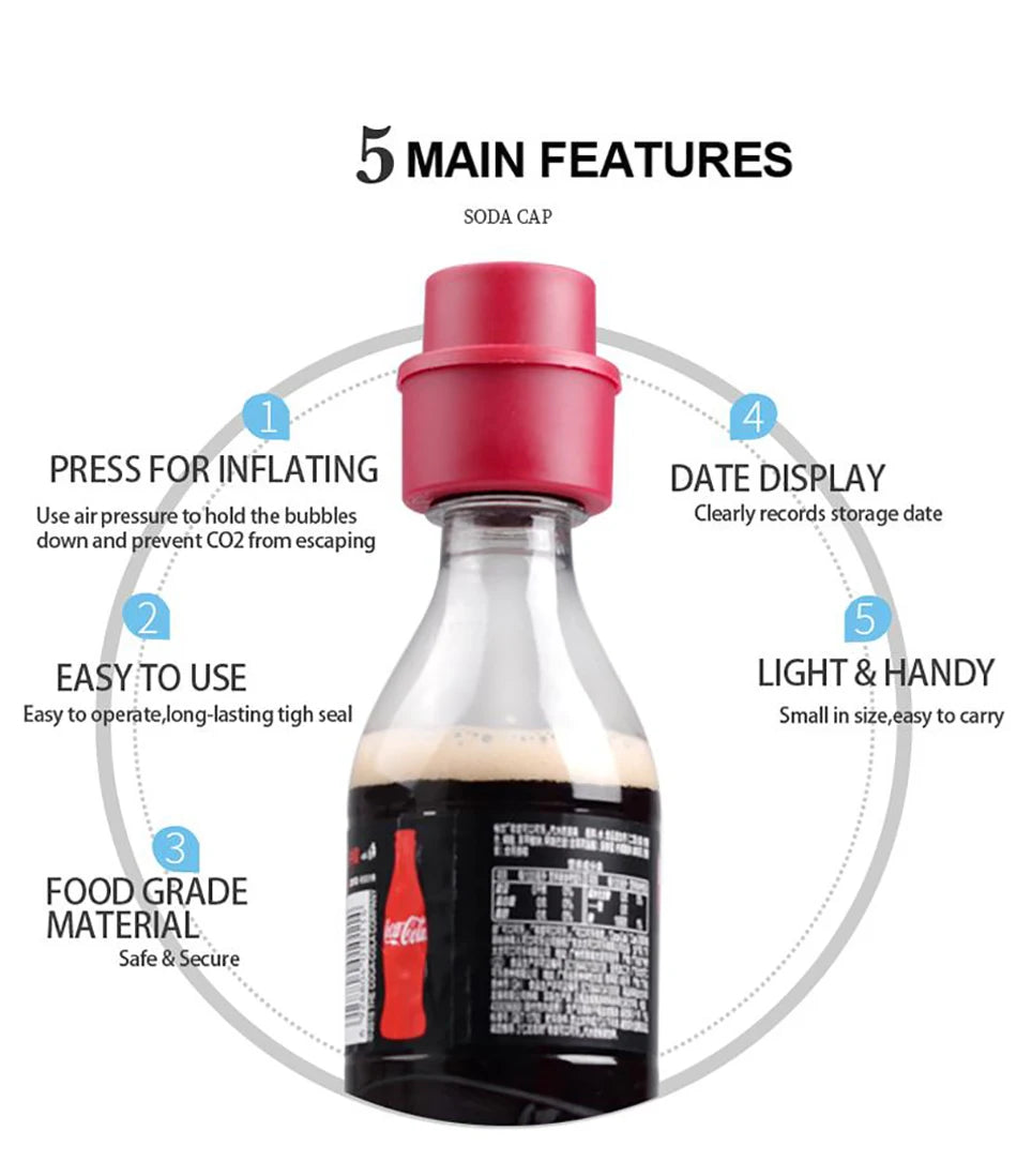 Soda bottle cap Saver Lids Bottle Top Carbonated Keeper Cola Cork Stopper Soda Pressure Caps Inflatable Soda Sealer Fizzy Drink
