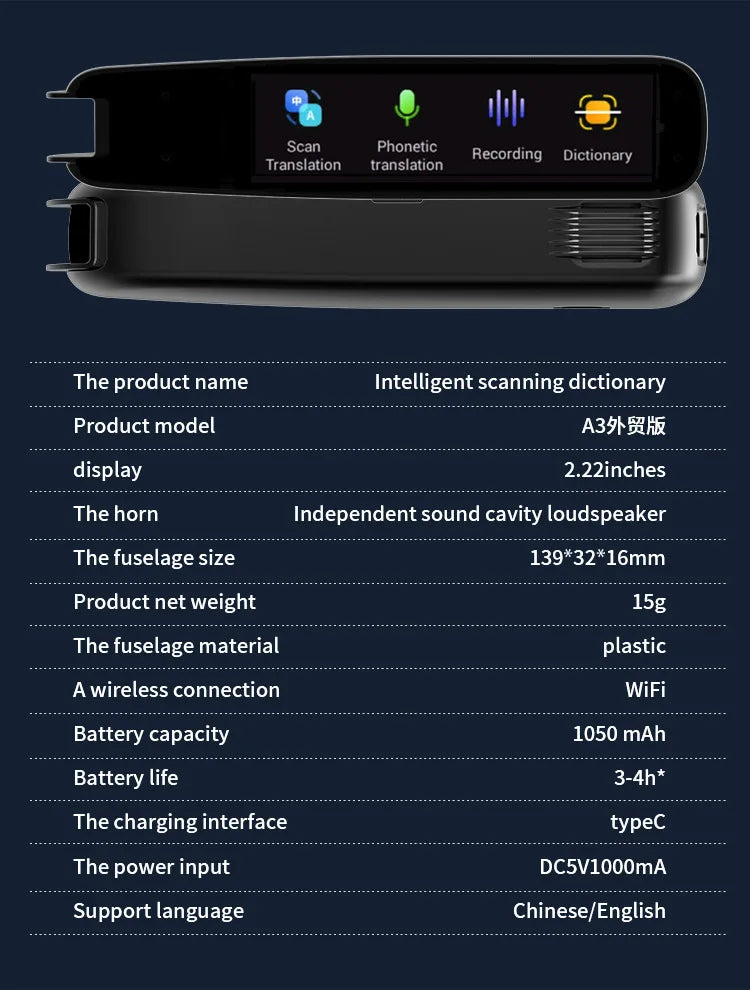 Offline Translation Pen For Teacher Student Dictionary English Intelligent Scanning Point Reading 123 Languages Translator Pen