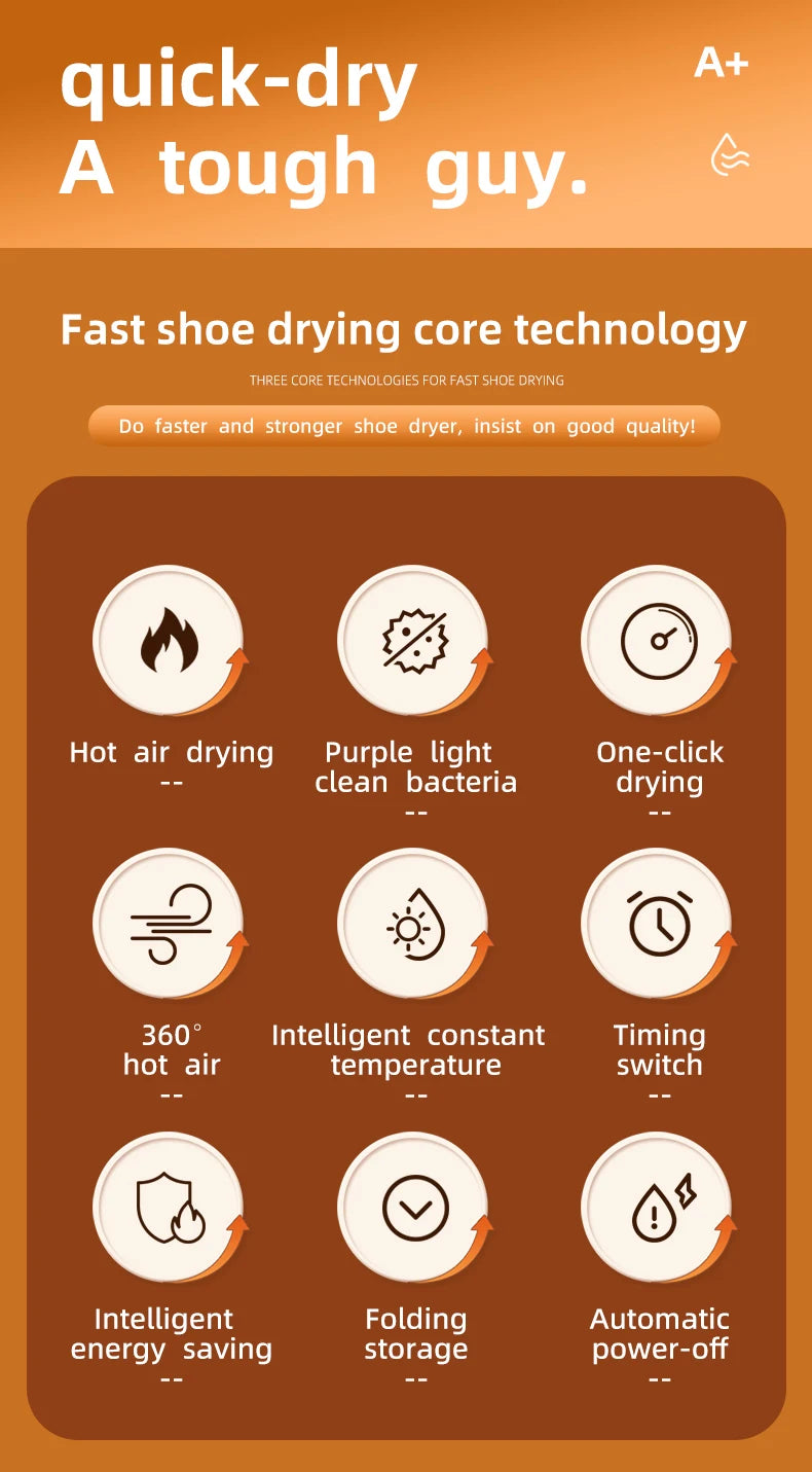 Portable Electric Shoe Dryer Adjustable Shoe and Boot Dryer With Intelligent Timer Foldable Shoe and Boot Dryer Shoe Drying Mach