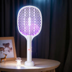 Electric Fly Insect Bug Zapper 2 in 1 Racket Mosquito Killer Fly Swatter Trap USB Rechargeable for Home 3000V UV Light Bug