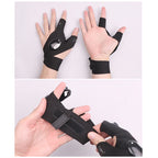 LED Flashlight Luminous Running Gloves Waterproof Cycling Camping Hiking Rescue Glove Lamp Lighting Gloves Fingerless Gloves