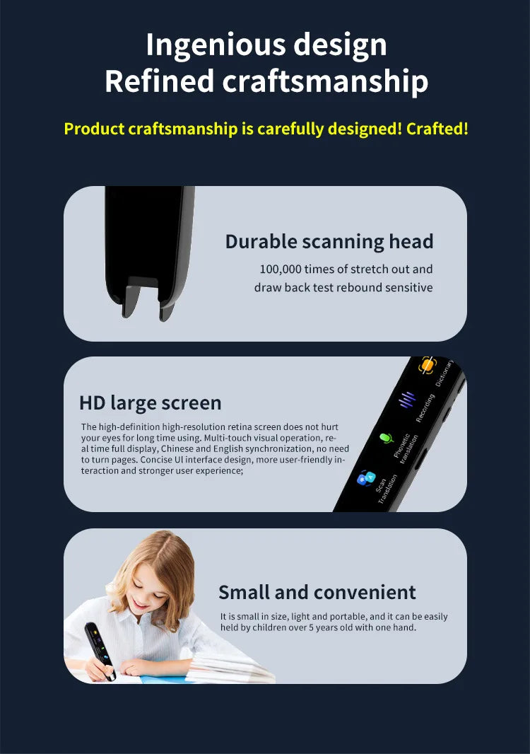 Offline Translation Pen For Teacher Student Dictionary English Intelligent Scanning Point Reading 123 Languages Translator Pen