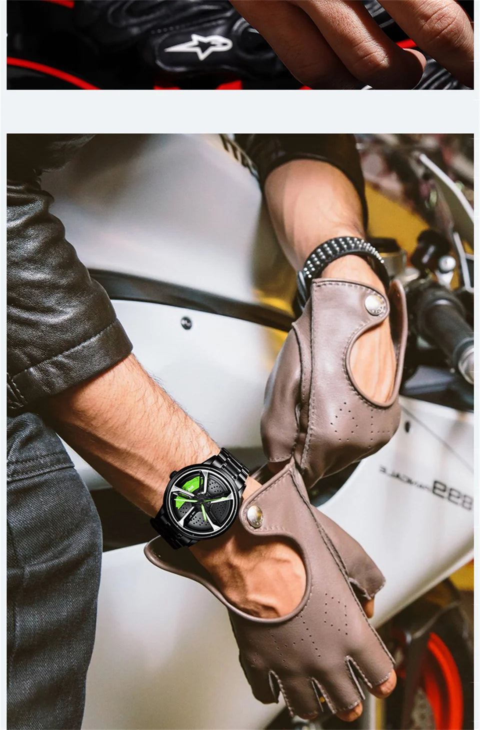 Sports 3D Spinning Mens Watches Car Rim Hub Wheel Watches Waterproof Quartz Car Wristwatch Watch Unique Design Relogio Masculino