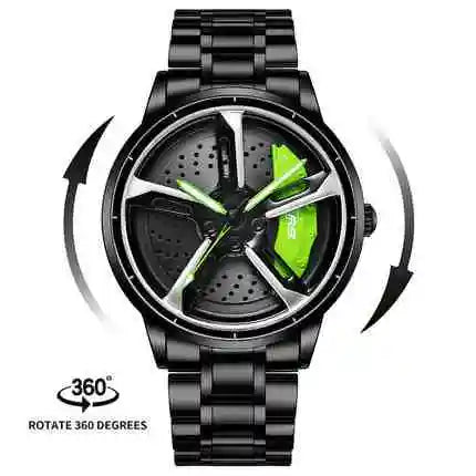 Sports 3D Spinning Mens Watches Car Rim Hub Wheel Watches Waterproof Quartz Car Wristwatch Watch Unique Design Relogio Masculino