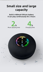 Portable Waterproof Mini Bluetooth Shower Speaker with Suction Cup and LED Lights 3D Surround Stereo Subwoofer Bathroom Audio