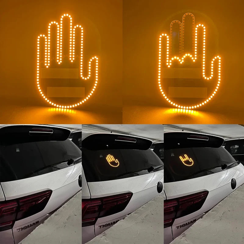 New LED Illuminated Gesture Light Car Finger Light With Gesture Light Hand Lamp Funny Hand Lamp Windshield Warning  LED Up Sign