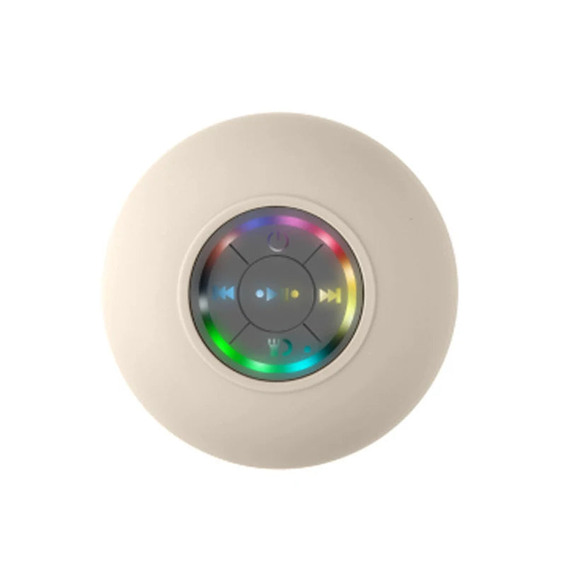 Portable Waterproof Mini Bluetooth Shower Speaker with Suction Cup and LED Lights 3D Surround Stereo Subwoofer Bathroom Audio