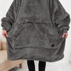 Oversized Wearable Blanket Hoodie with Sleeves Pocket Sherpa Fleece Blanket Sweatshirt Warm Thick Plush Heating Hooded Blankets