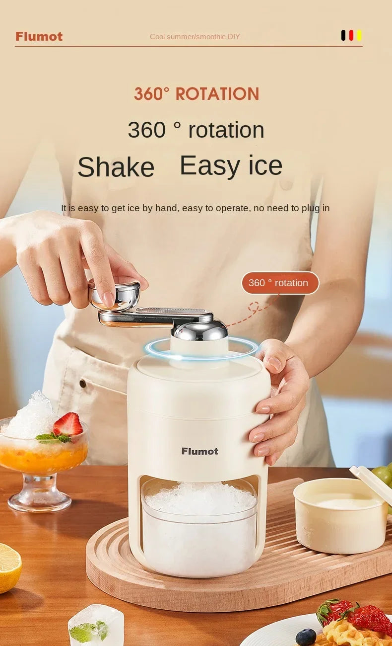 Portable Mini Hand-crank Ice Crusher Slush Machine for Home Use - Easy Ice Making A