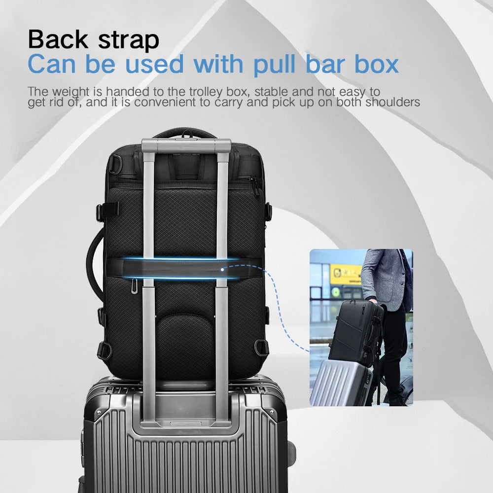 3Pcs Travel Vacuum Compression Backpack 17 inch Laptop Business Backpack Large Capacity Expanded Backpack With Anti-theft Lock