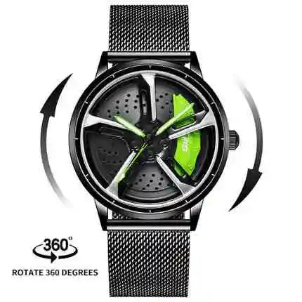 Sports 3D Spinning Mens Watches Car Rim Hub Wheel Watches Waterproof Quartz Car Wristwatch Watch Unique Design Relogio Masculino